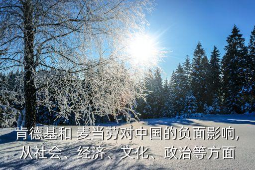肯德基和 麥當(dāng)勞對中國的負(fù)面影響,從社會、經(jīng)濟(jì)、文化、政治等方面