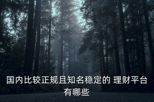 國內比較正規(guī)且知名穩(wěn)定的 理財平臺有哪些