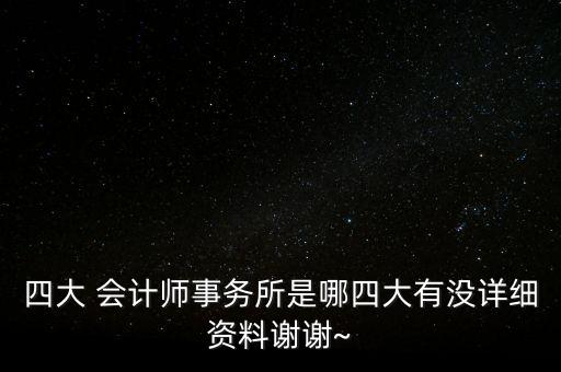 四大 會(huì)計(jì)師事務(wù)所是哪四大有沒(méi)詳細(xì)資料謝謝~