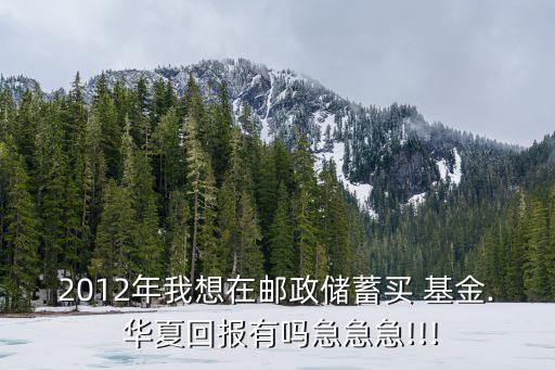 2012年我想在郵政儲(chǔ)蓄買(mǎi) 基金. 華夏回報(bào)有嗎急急急!!!
