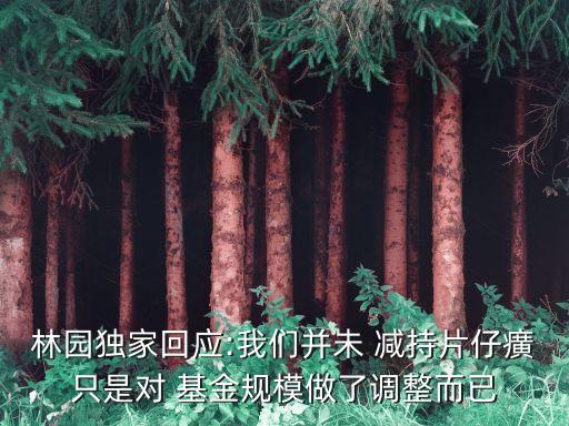 林園獨家回應:我們并未 減持片仔癀只是對 基金規(guī)模做了調(diào)整而已