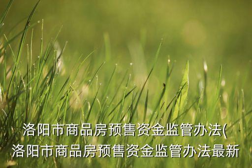  洛陽市商品房預售資金監(jiān)管辦法( 洛陽市商品房預售資金監(jiān)管辦法最新