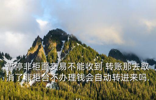 暫停非柜面交易不能收到 轉(zhuǎn)賬那去取消了非柜臺(tái)不辦理錢會(huì)自動(dòng)轉(zhuǎn)進(jìn)來嗎...