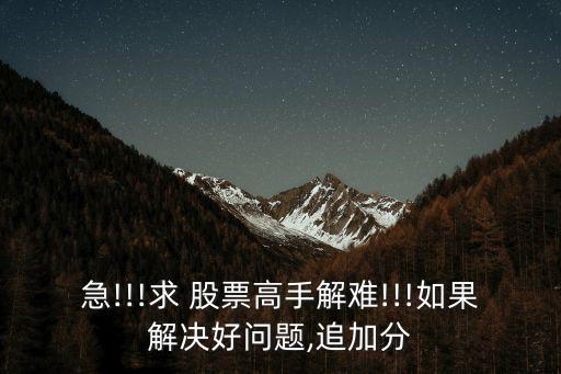 急!!!求 股票高手解難!!!如果解決好問(wèn)題,追加分