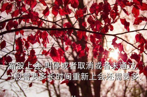 新股上會(huì),叫?；蛘呷∠蛘呶赐ㄟ^,一般需要多長(zhǎng)時(shí)間重新上會(huì)還需要多...