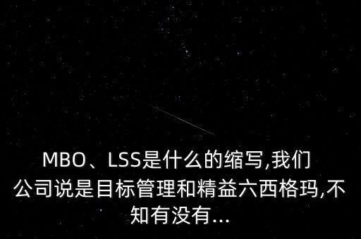 MBO、LSS是什么的縮寫(xiě),我們 公司說(shuō)是目標(biāo)管理和精益六西格瑪,不知有沒(méi)有...