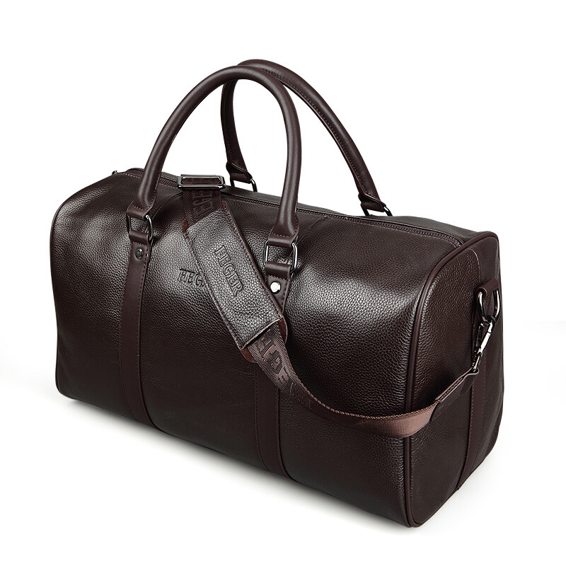 薇尔 男士手提包横款旅行包欧美商务包大容量挎包大背包包男包 黑色旅行包